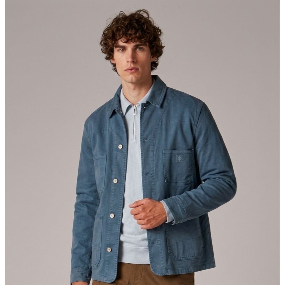 PAUL SMITH Chore Jacket Mens XL Blue Button Up Utility Pockets Cotton $325